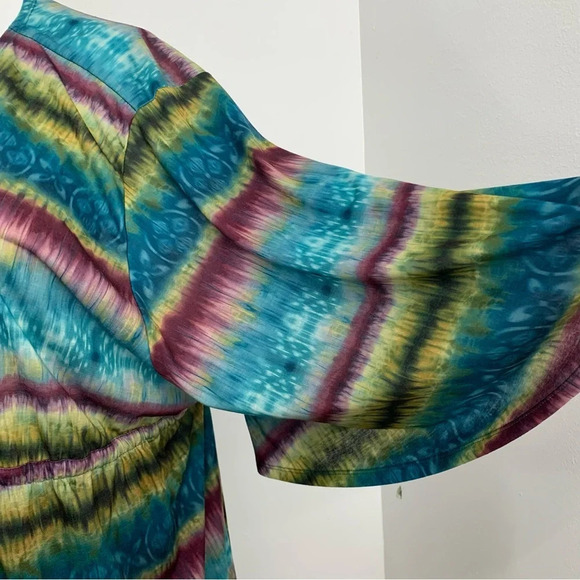 Womans Coverup 3X Tie Cinched Waist Lightweight Short Flare Sleeve Above Knee - Picture 4 of 12